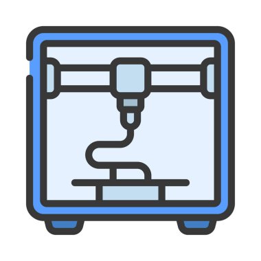 Üç Boyutlu Yazdırma simgesi, vektör illüstrasyonu