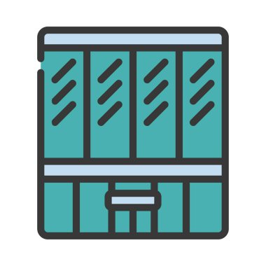  Bina simgesi. Anahat illüstrasyon vektör simgesi web için oluşturma