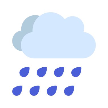 İki Bulut Yağmuru Simgesi, Vektör İllüzyonu