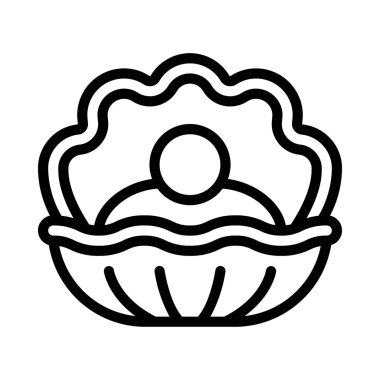 İstiridye yassı simgesi, vektör çizimi 