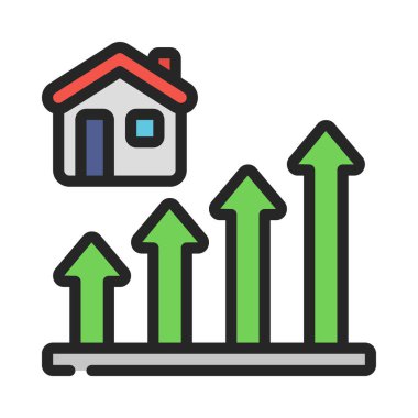 Konut Piyasası Artırma ikon vektör illüstrasyon tasarımı
