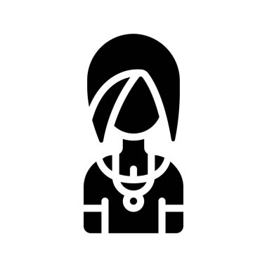 Emo Kadın web simgesi düz tasarım, vektör illüstrasyonu