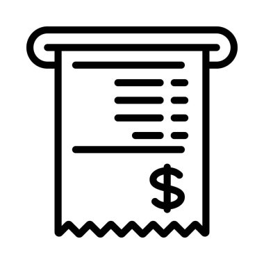 Makbuz simgesi. Beyaz arkaplanda izole edilmiş web tasarımı için vektör simgesi