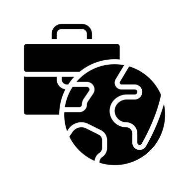 Global Work düz simgesi, vektör illüstrasyonu 