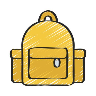 Okul çantası simgesi renk vektör çizimi    