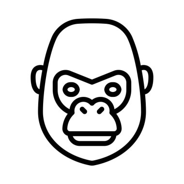 Goril vektörü ince çizgi simgesi