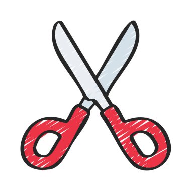 Beyaz arka plan üzerinde simge vektör çizim makas 