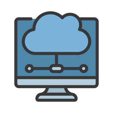Bulut Hesaplama Ağı Simgesi, Vektör İllüstrasyonu