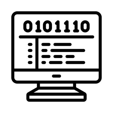 Bilgisayar Kodu simgesi, vektör illüstrasyonu 
