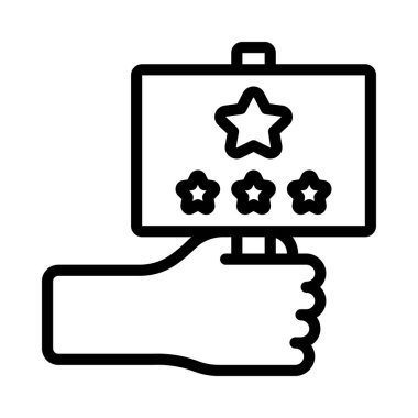Yıldızlı müşteri gözden geçirme simgesi, vektör illüstrasyonu basit tasarım