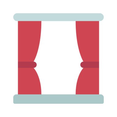 Tiyatro Perdeleri düz simge, vektör illüstrasyonu 