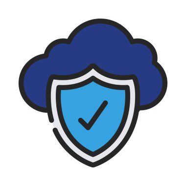Güvenli Bulut Simgesi, Vektör İllüstrasyonu