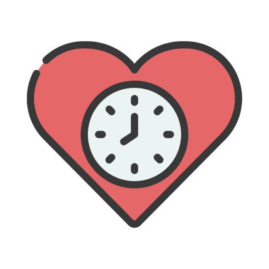 arkaplanda zamanlayıcı vektör simgesine sahip kalp