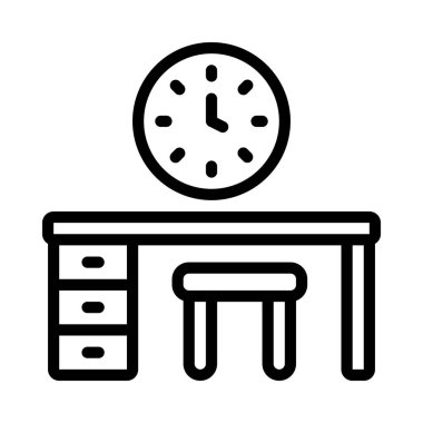 Masa Çalışan Web simgesi düz tasarım, vektör illüstrasyonu