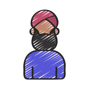 Sikh Man web simgesi düz tasarım, vektör illüstrasyonu