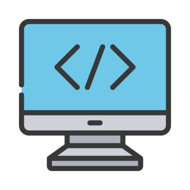 Bilgisayar Kodu simgesi, vektör illüstrasyonu 