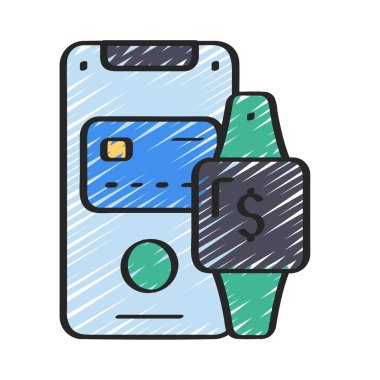 Akıllı Saat Ödeme ikonu vektör çizimi 