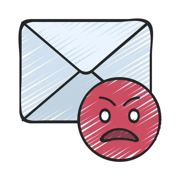 Email Angry Emoji Isolated Icon White Background — Vettoriale Stock
