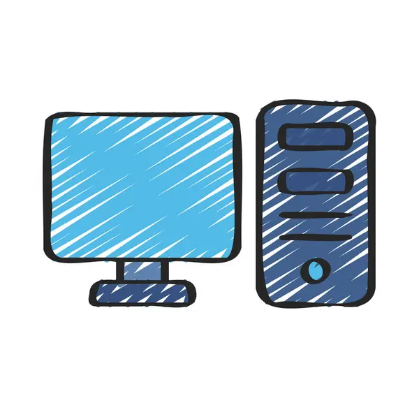 Ikona Komputera Ilustracja Wektora — Wektor stockowy
