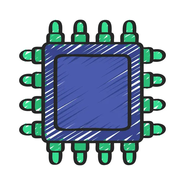 Cpu Chip Icono Web Ilustración Vectores — Archivo Imágenes Vectoriales