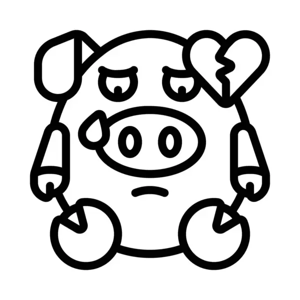 Icône Porc Illustration Style Contour — Image vectorielle