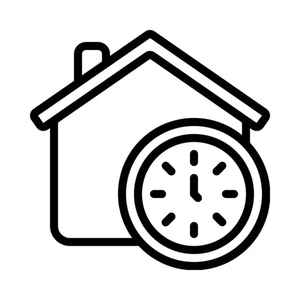 Ρολόι Εικονίδιο Σπιτιού Περίγραμμα Στυλ — Διανυσματικό Αρχείο
