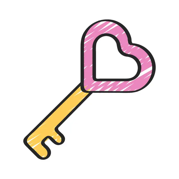 個人的および商業使用のための愛のキー アイコンのイラスト — ストックベクタ