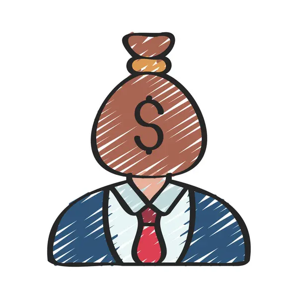 Businessman Bag Dollar Instead Head Vector Illustration Design — Stock Vector