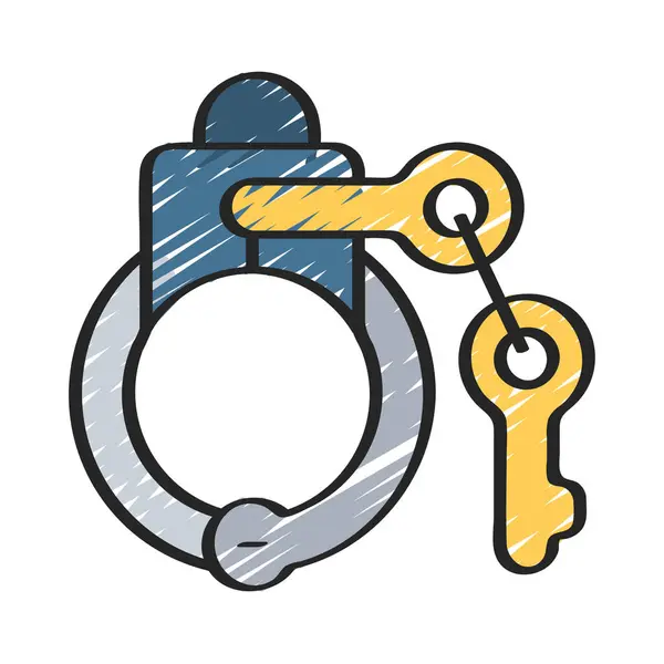 Locked Handcuffs Icon Vector Illustration — Stock Vector