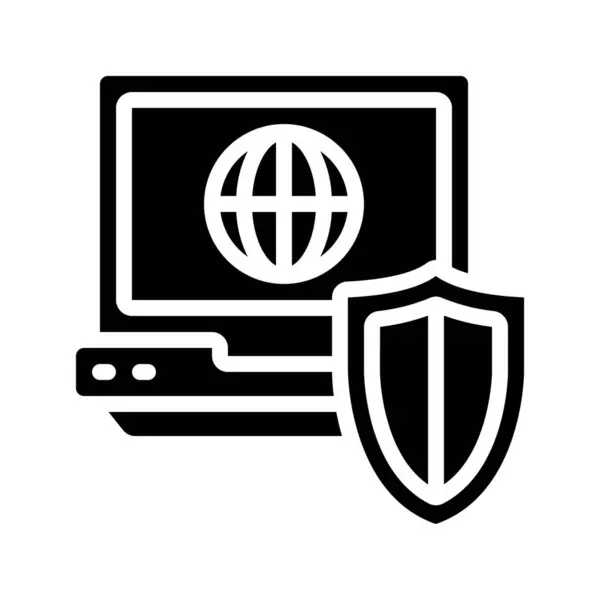 Щит Кибербезопасности Иконкой Сервера — стоковый вектор
