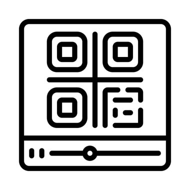 QR Kodu Videoweb simgesi vektör illüstrasyonu