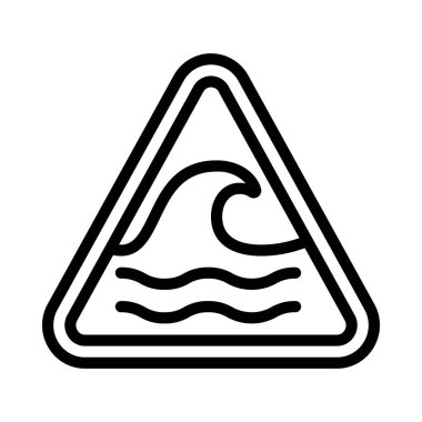 Dalga Uyarı düz simgesi, vektör illüstrasyonu 