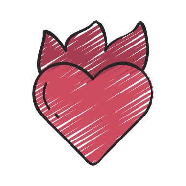 Aşk Ateşi simgesi, vektör illüstrasyonu