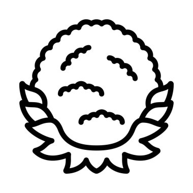 Karnabahar Başlı Sebze Yassı simgesi, vektör illüstrasyonu 