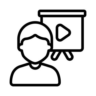 Video Kursu Öğreticisi düz simge, vektör illüstrasyonu 