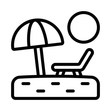 plaj ikonu vektör çizimi tasarımı