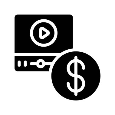 Ödenmiş Video düz simgesi, vektör illüstrasyonu 