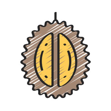 Durian düz simgesi, vektör illüstrasyonu 