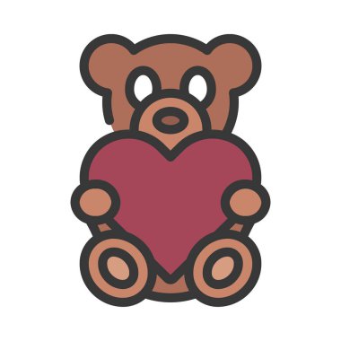 Kalp çizimi olan oyuncak ayı simgesi 