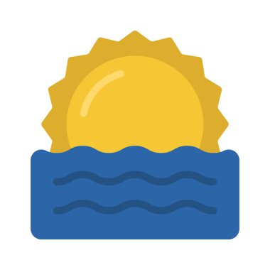 Sunrise Ocean web simgesi vektör illüstrasyonu