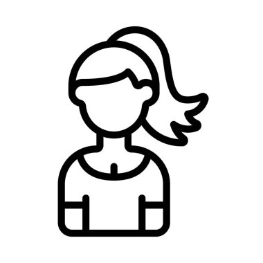 Sharp Pony Tail Woman web simgesi düz tasarım, vektör illüstrasyonu