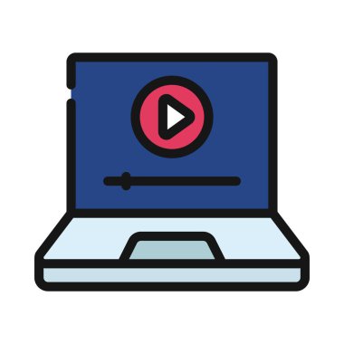 Video Laptop simgesi, vektör çizimi oynat 