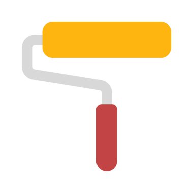 Beyaz arkaplanda izole edilmiş boya silindiri simgesi. Boya yüzeyleri için bir araç. Vektör illüstrasyonu