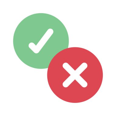 Evet ve Çember Yok ikon vektör illüstrasyon tasarımı