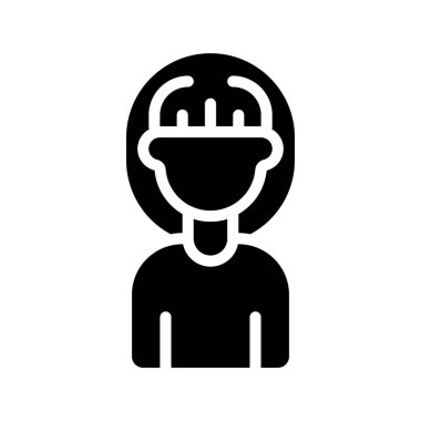 Big Hair Woman web simgesi düz tasarım, vektör illüstrasyonu