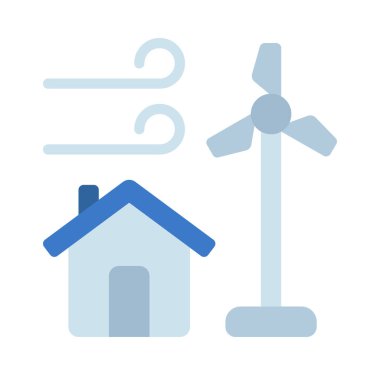 Ev Rüzgarı Güç simgesi, vektör illüstrasyonu  