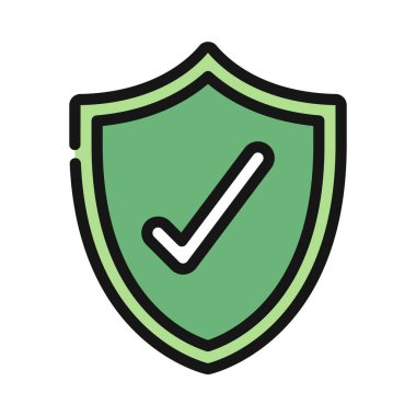 Kalkan simgesini, vektör illüstrasyonunu işaretle