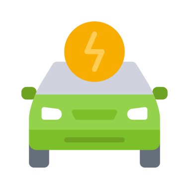 Beyaz arkaplanda elektrikli araba simgesi