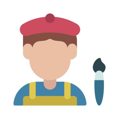 Erkek Sanatçı Web simgesi düz tasarım, vektör illüstrasyonu                      