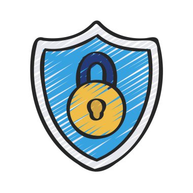 Güvenli Kalkan simgesi, vektör illüstrasyonu